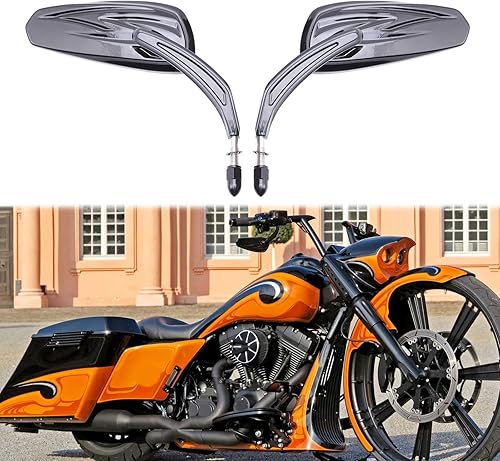 Miniatura 5 de Espejos de motocicleta para Road King Sportster Street Glide Electra Glide Dyna Softail Road Glide 1982-2019 (negro #2)