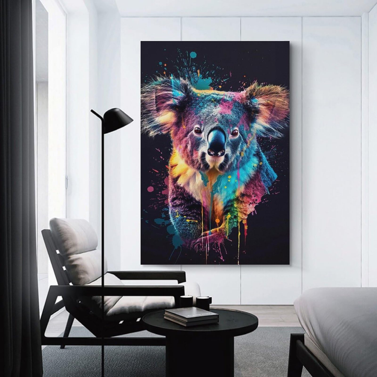 Junmoney Colorful Koala Art Canvas Wall Decor, 24x36inch(60x90cm), for Home Office, Desk Area Or Studio, Wall Art That Adds Style to Work Areas