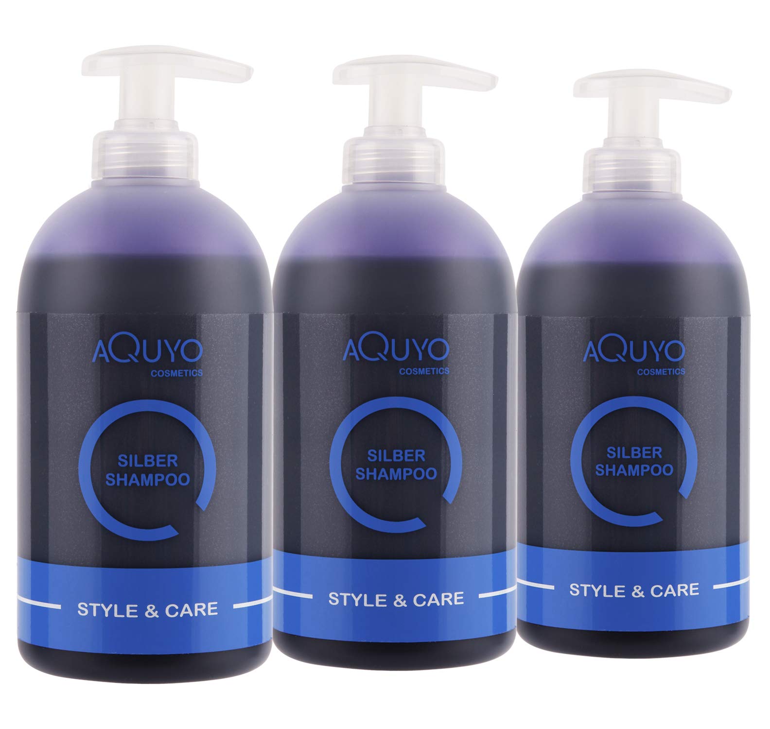 Style & Care Silber Shampoo, Anti Gelbstich Shampoo für graues, hell gefärbtes oder blondes Haar (3x 500ml) | Silbershampoo spendet Feuchtigkeit und steigert Farbbrillanz für blondiertes Haar