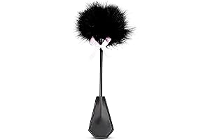 Feather Tickler Crop Black Faux French Feather