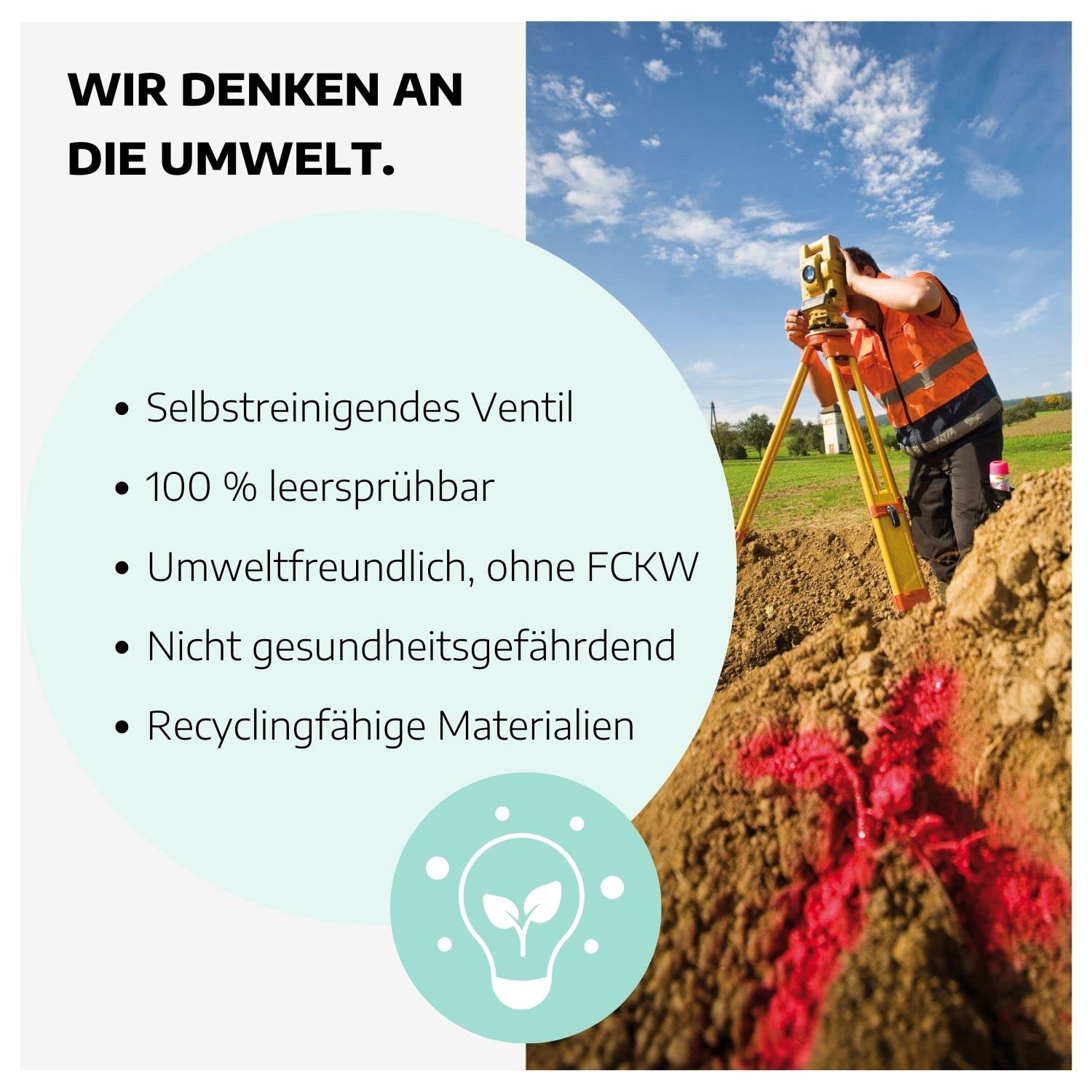 Kreidespray Weiß 500 ml I 12 Dosen Kreidefarbe Spray I Kreidefarbe weiß für kurzzeitige Markierungen I schnelltrocknend & FCKW-frei I Sprühfarbe weiß mit patentiertem Sprüh-Kopf