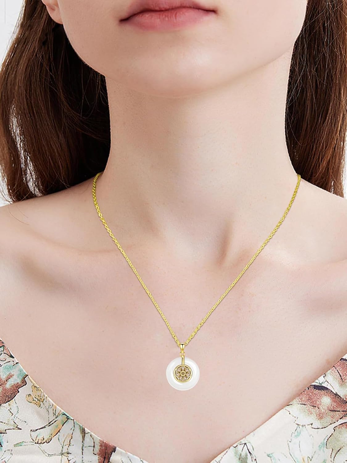 KiiKii Jade Necklaces for Women 925 Sterling Silver Lotus Flower/Tree of Life/Star and Moon Pendant Fine Jewelry Gifts for Mom Wife Grandma - Image 5