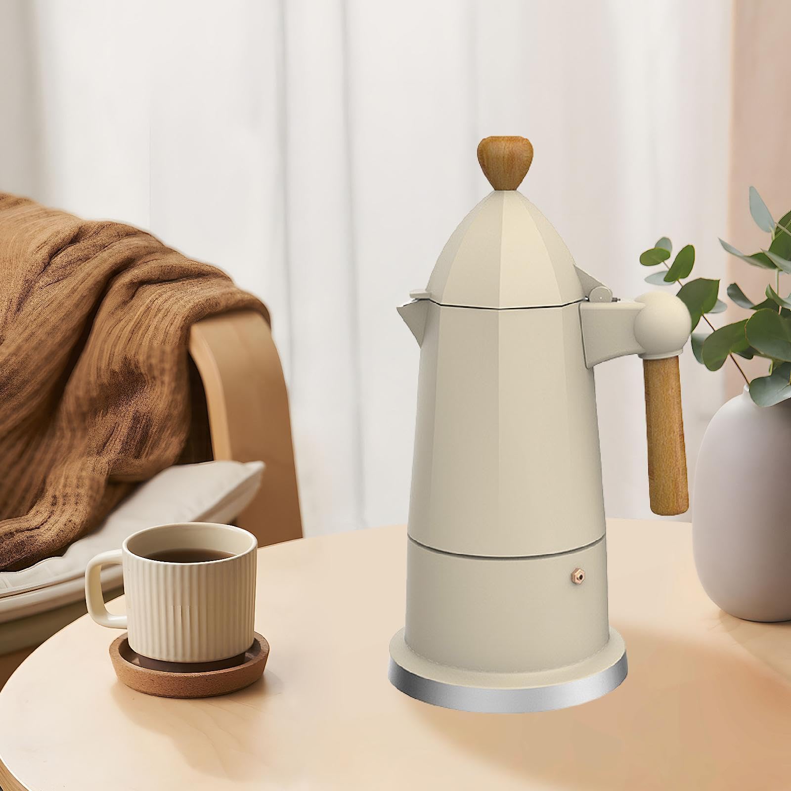 Kawiarka ośmiokątna, przenośna, aluminiowa, do ekspresu kawy, 6 filiżanek, użytku domowego, kuchni podróżnej, w kolorze czarnym