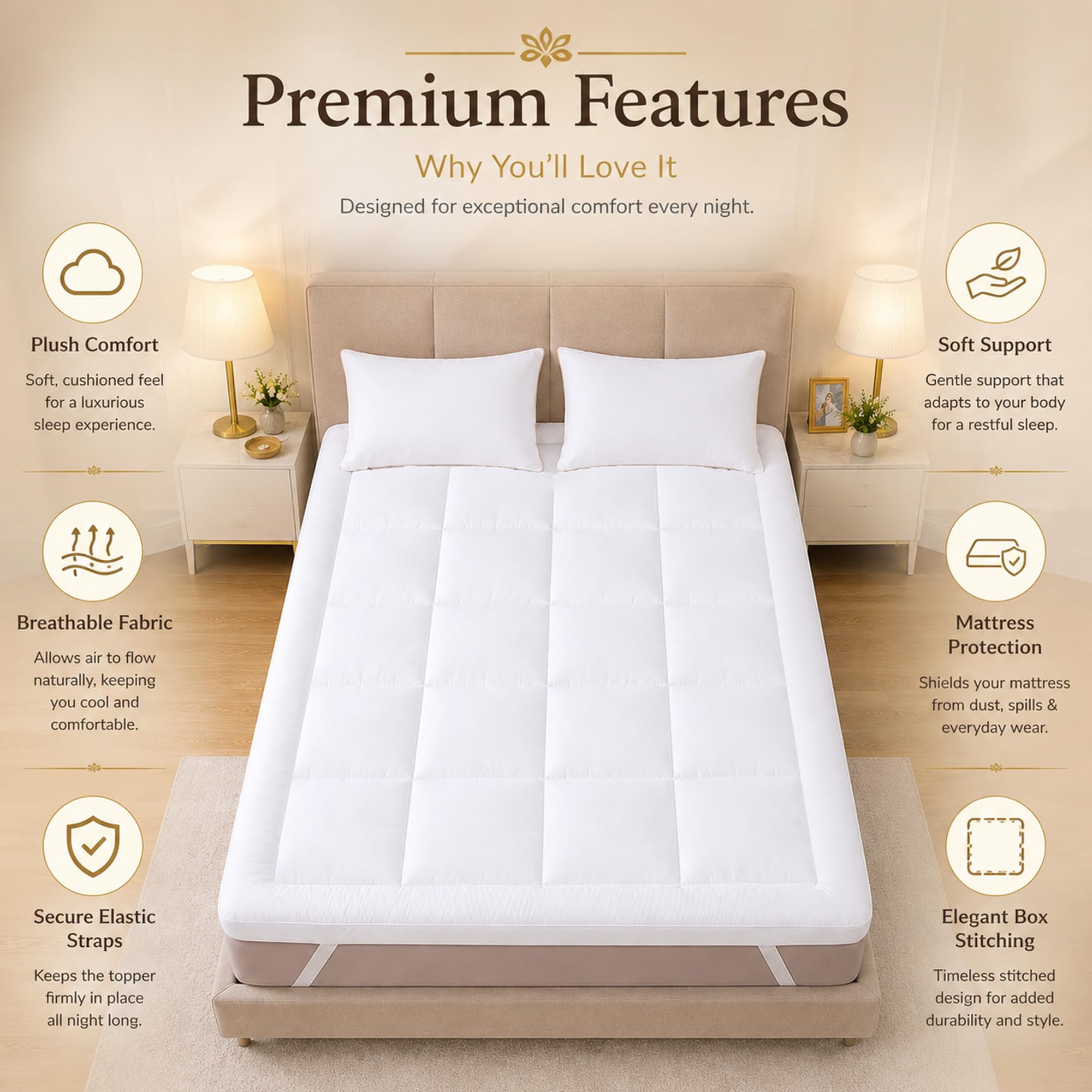 Divine Casa Mattress Topper - 2 Inch Soft Comfort -4