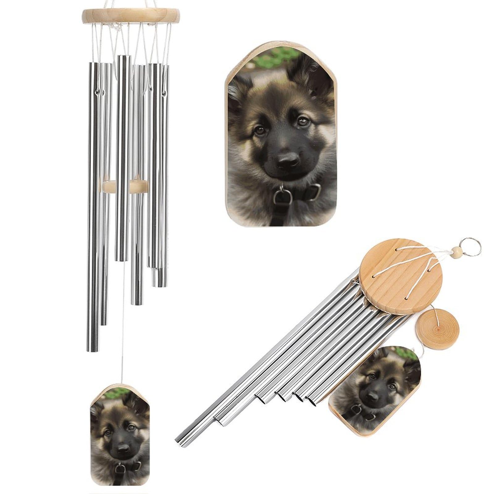 Carillon commémoratif chiot berger allemand pour apaiser le deuil d'un chien au jardin