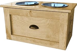 Elevated Pet Feeder, 9.5 Inch High Dog Food Station with Storage