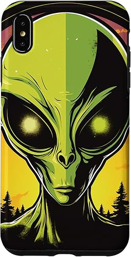 Vista 13 de iPhone 14 Pro Cute Green Alien Head UFO Space Face Alien Case