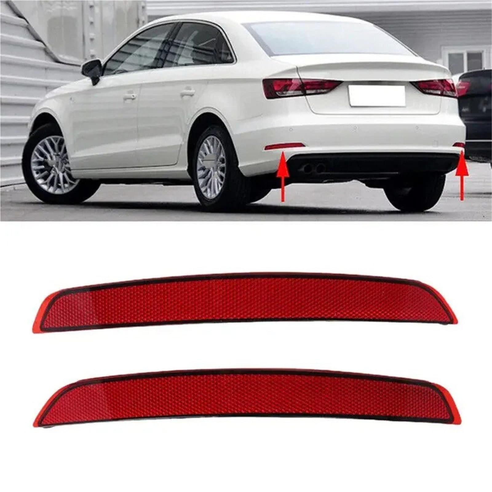 Compatible Con Para A3 Sedan Cabriolet 2013-2016 Reflector Parachoques Trasero Coche Barras Luz Trasera Advertencia Estacionamiento Freno 8VD945105 Kit Reflector Parachoques(Set)