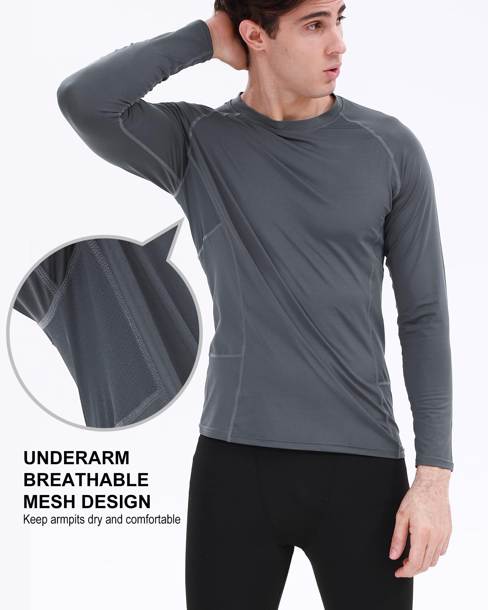 BOOMCOOL Camisetas de compresión de manga corta para hombre, camiseta deportiva de capa base, camiseta de entrenamiento atlético, paquete de 3 unidades