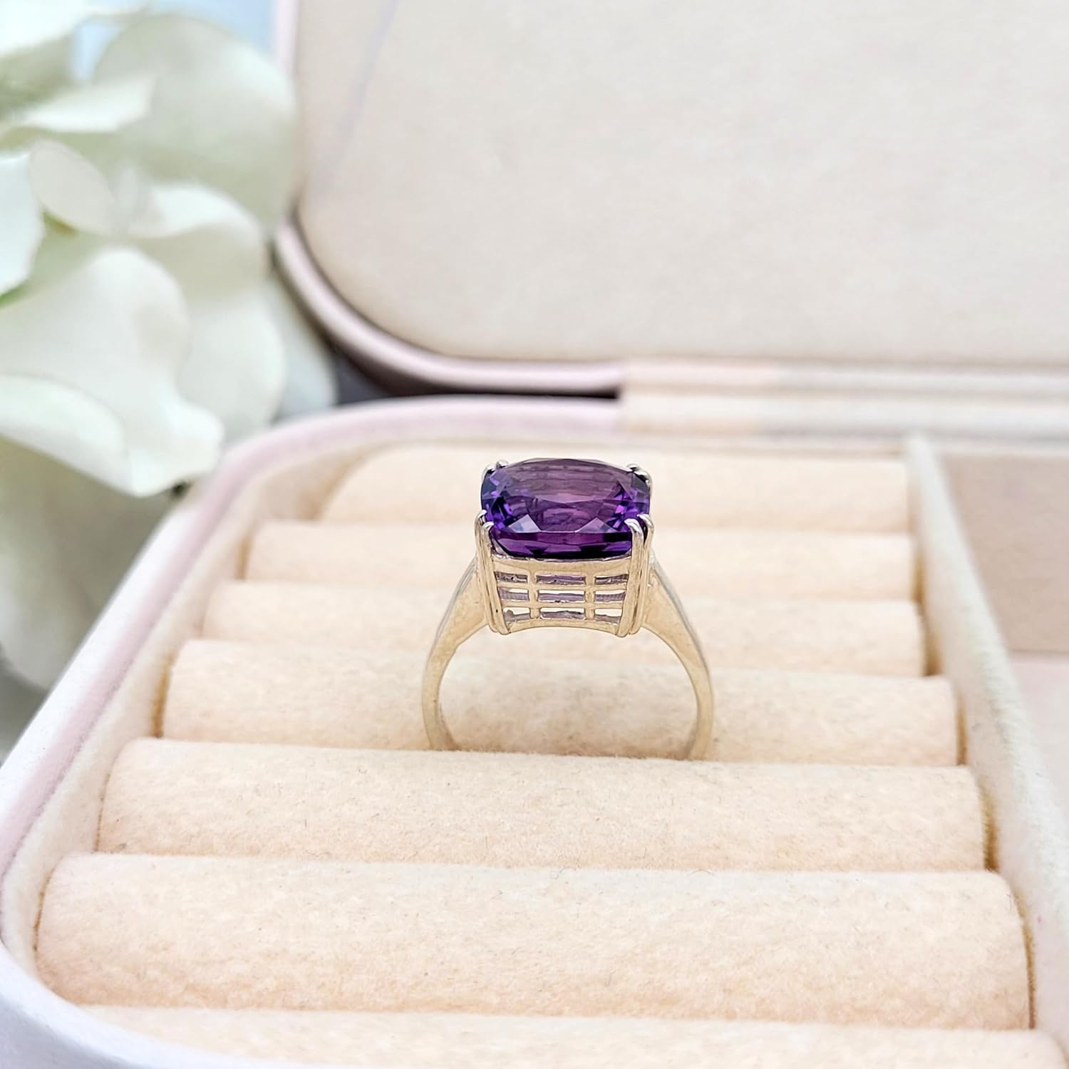Purple Amethyst Double Prong Solitaire Ring 925 Sterling silver February Birthstone Stone Ring - Wedding & Engagement Ring, Anniversary Ring, Promise Ring