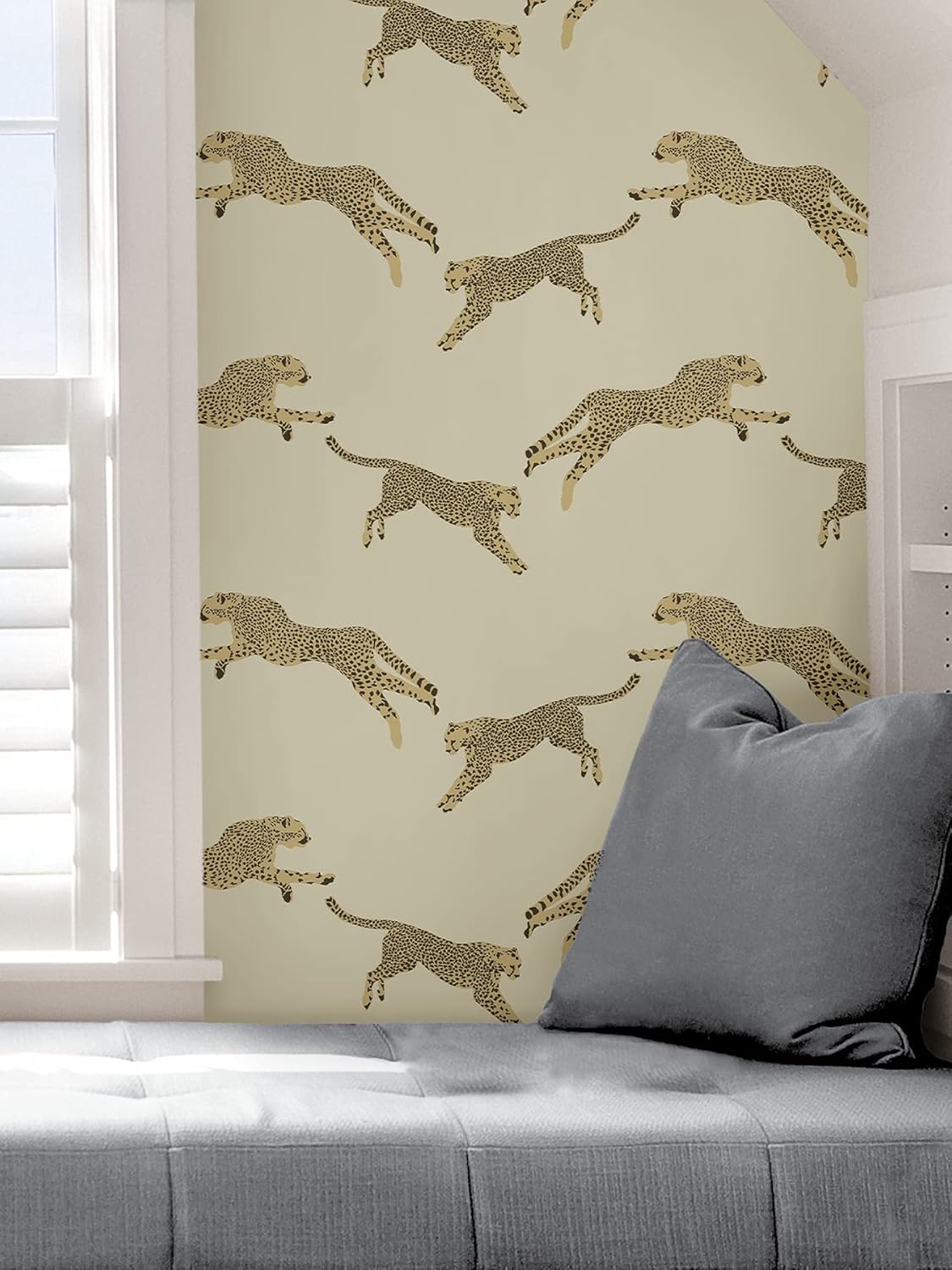 Scalamandre Dune Leaping Cheetah Peel & Stick Wallpaper Neutral