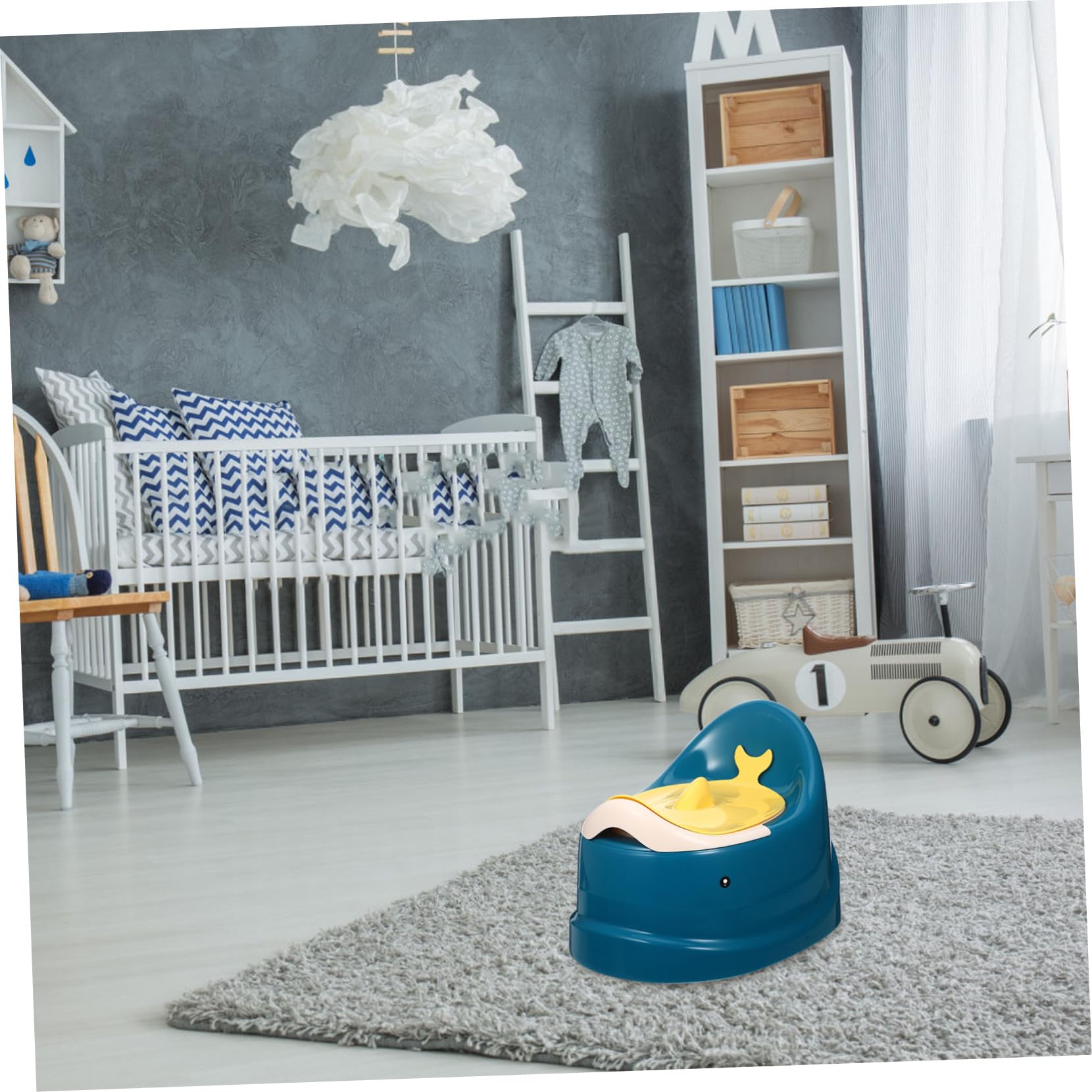 Asiento de Inodoro para Niños Que Entrena el Baño, Orinal Portátil Ergonómico de Plástico Azul, Compacto para Bebés y Niños Pequeños, Adecuado para Viajes y Uso Diario