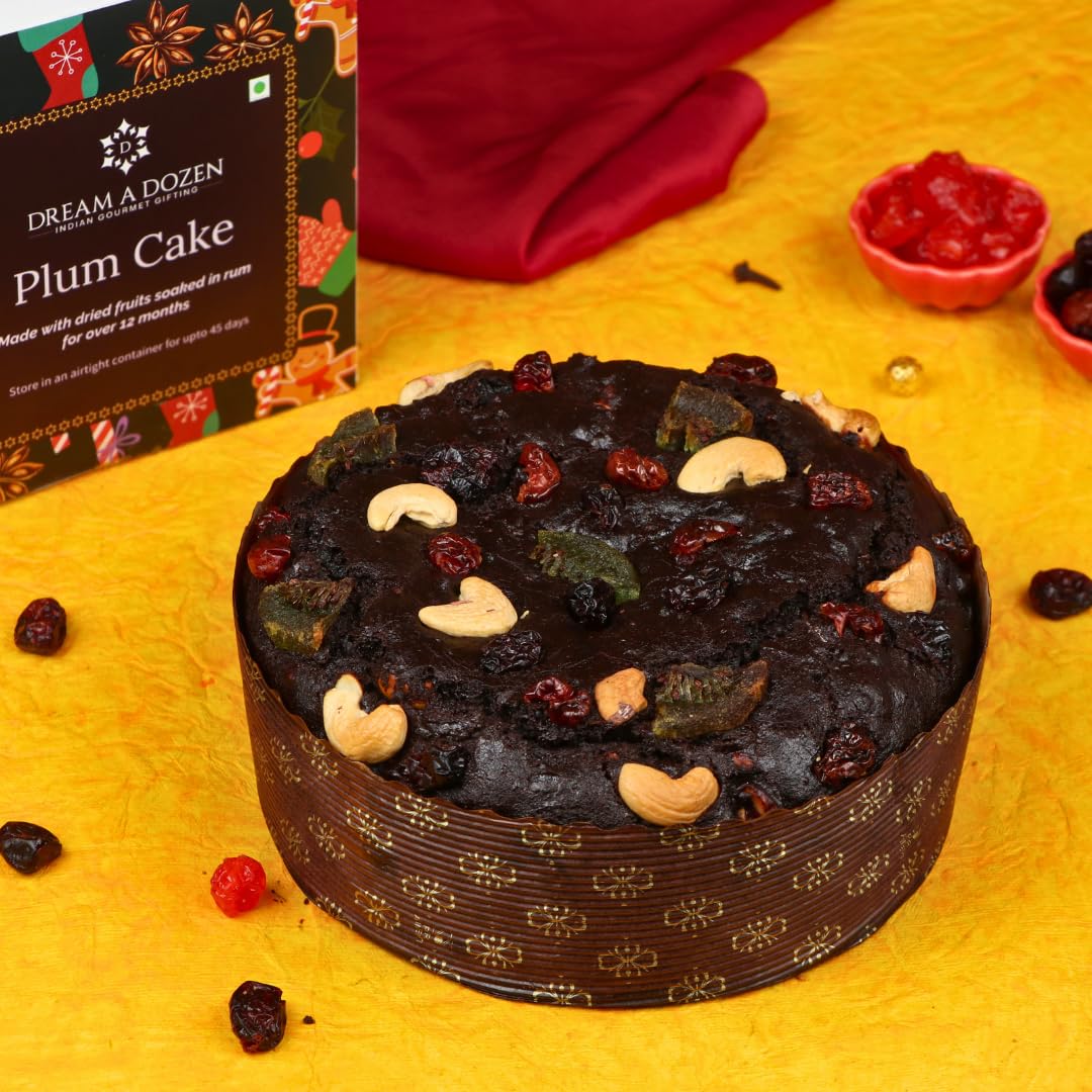 DREAM A DOZEN 100% Eggless 1kg Veg Classic Plum Cake with Dry Fruits Soaked in Rum for 12 Months | No Added Preservatives | Premium Christmas Cake-image-5