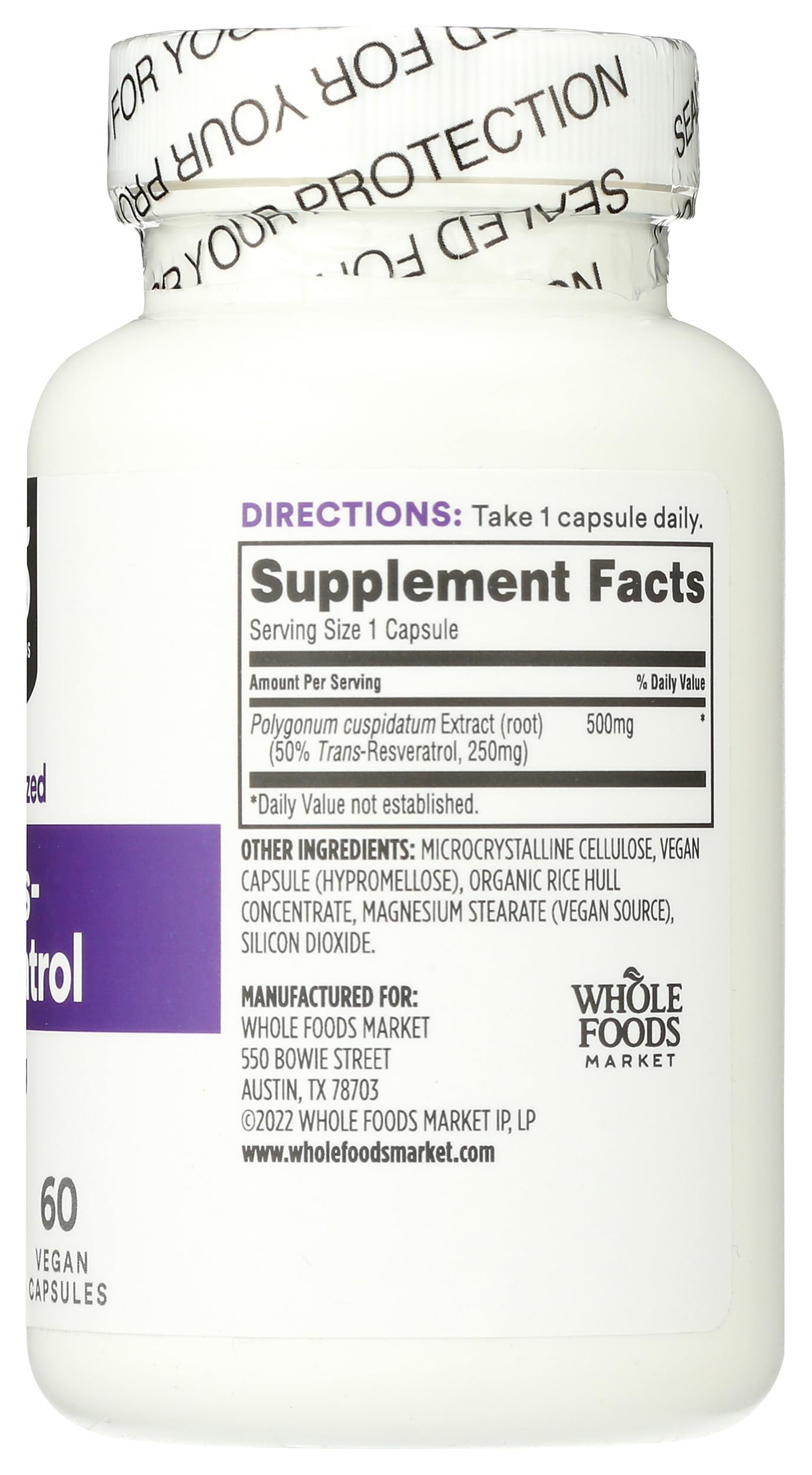 365 by Whole Foods Market, Transresveratrol 250Mg, 60 Vegg Capsules — Amazon image 5
