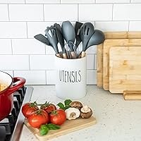 Vista 5 de Heartland Home Juego de soporte para utensilios de cocina de porcelana y soporte de cuchara anidable
