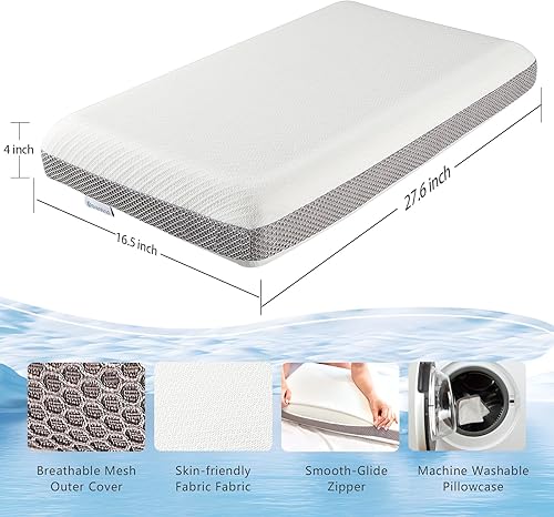 Miniatura 6 de Almohada de espuma viscoelástica de doble cara, almohada cervical de cuello de 4 pulgadas para dormir de lado, firmeza media y suave, almohada