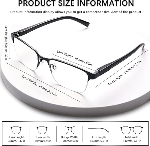 Miniatura 2 de MAEOWN Gafas de lectura multifocales progresivas para hombre, bloqueo de luz azul, bisagra de resorte, lentes para computadora, marco de medio metal
