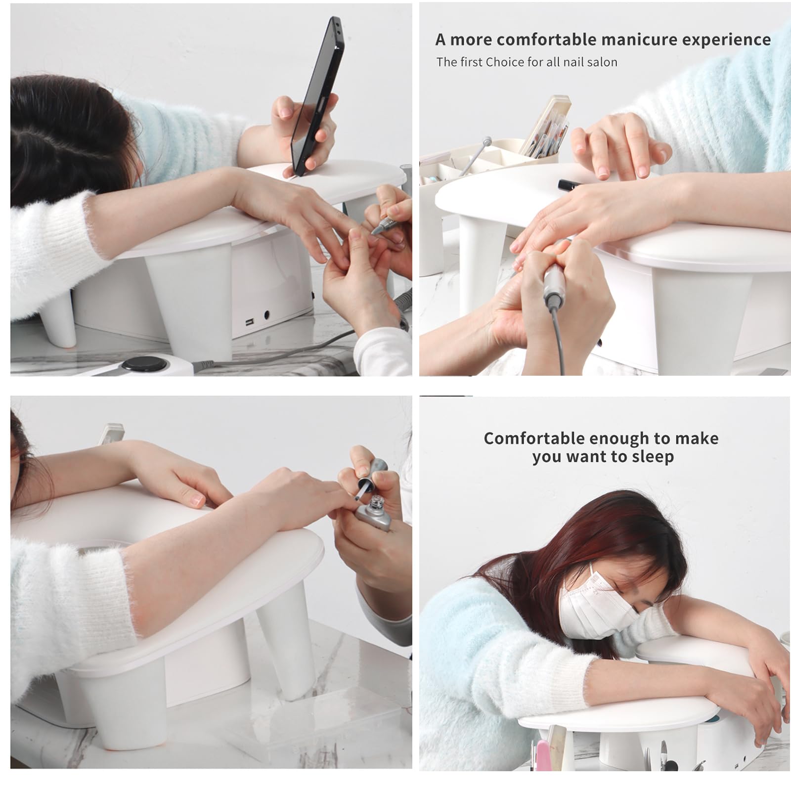 Blanc Repose Main Manucure, Papillons Repose Main Ongle Professionnel Coussin de Manucure Cuir Coussin D'oreiller de Main Imperméable Repose-Ongles Support Pose Main pour Salon de Manucure