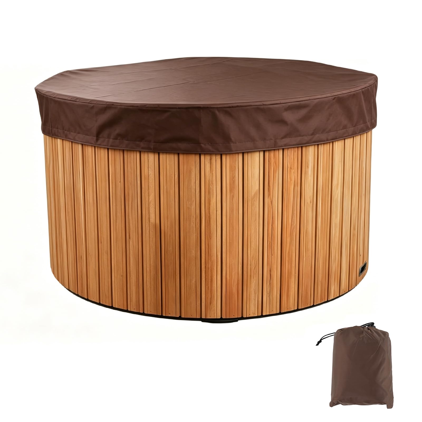 Round Hot Tub Cover, Outdoor Swimming Pool Cover Round Hot Tub Protector(210 * 30cm-Coffee)