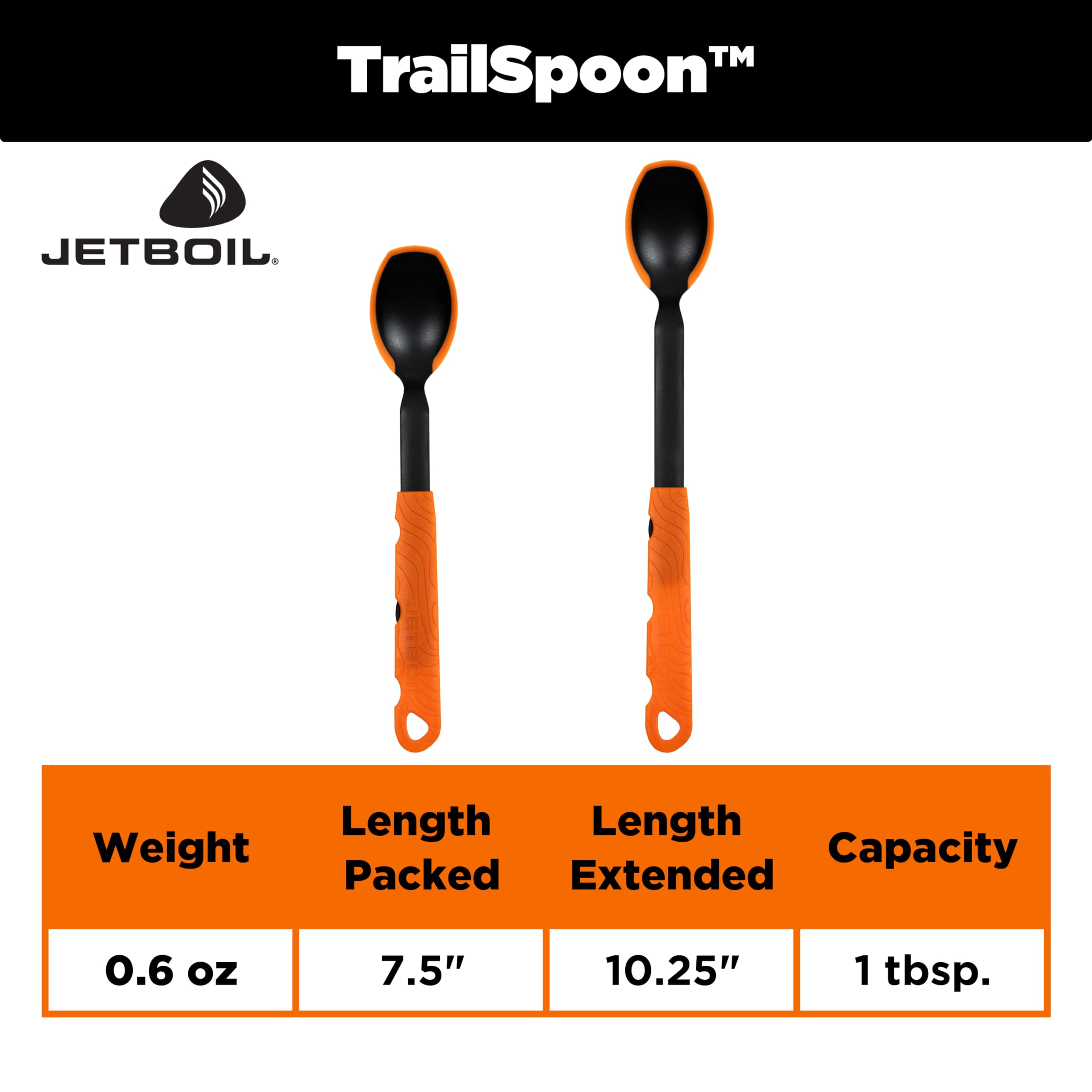 Jetboil TrailSpoon Extendable Backpacking and Camping Spoon, Orange - Image 4