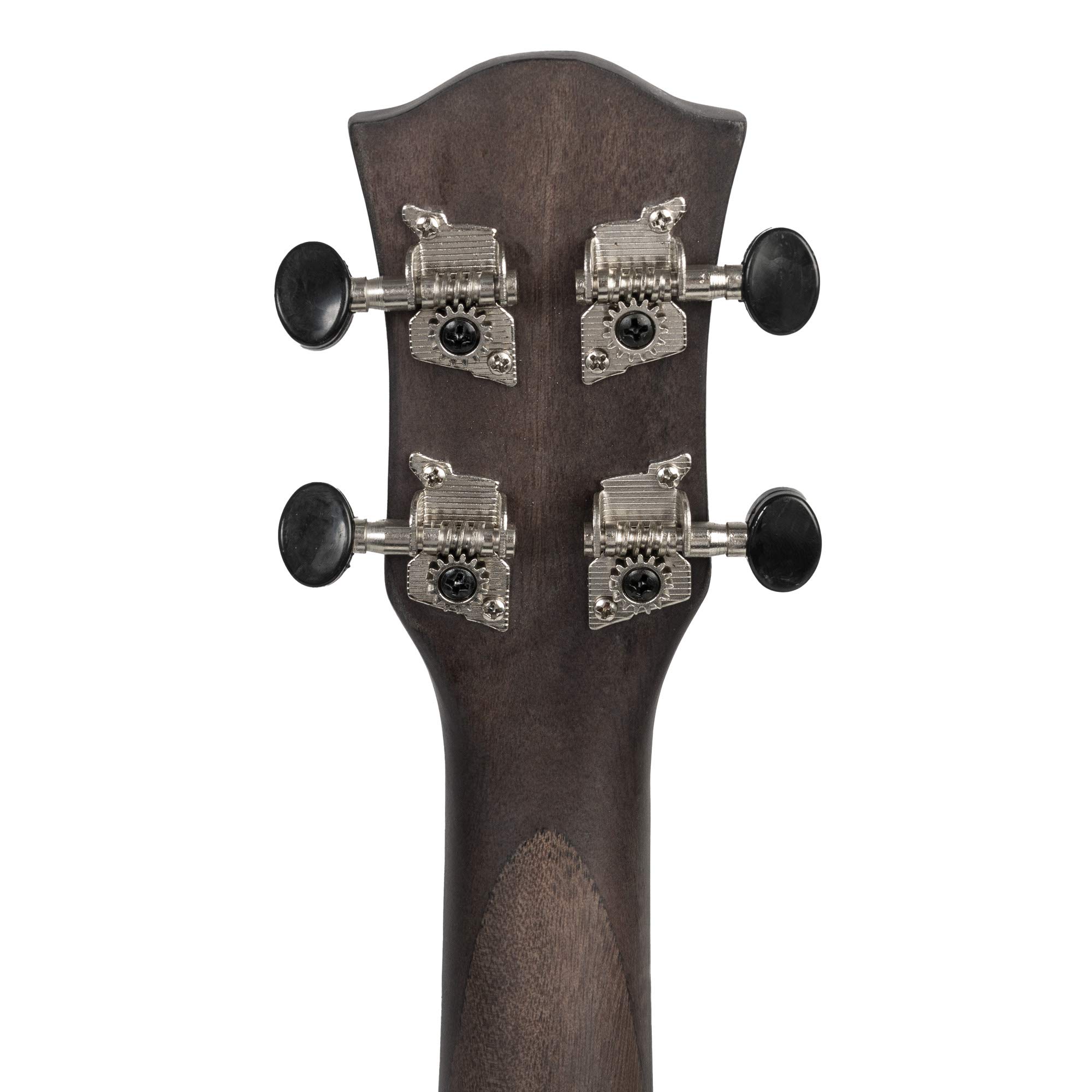 CASCHA Sopran Ukulele Set für Kinder und Erwachsene I Ukulele Starter Kit mit 3 Plektren Tasche Lehrbuch Lernvideos über QR-Code Stimmgerät I Set Aquila Saiten Nylon I Kleine Hawaii Gitarre Schwarz
