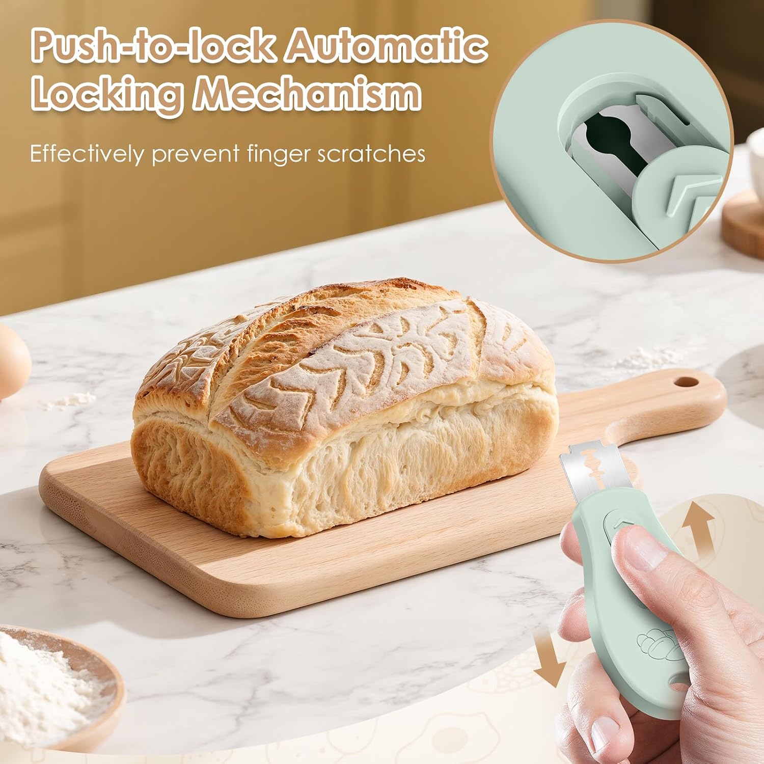 Bread Lame Sourdough Scoring Tool, Extractable & Magnetic Bread Scoring Tool, Scoring Knife for Bread Baking, Bread Razor for Homemade Bread, Sourdough Scorer Tool, Includes 5 Razor Blades-Gray