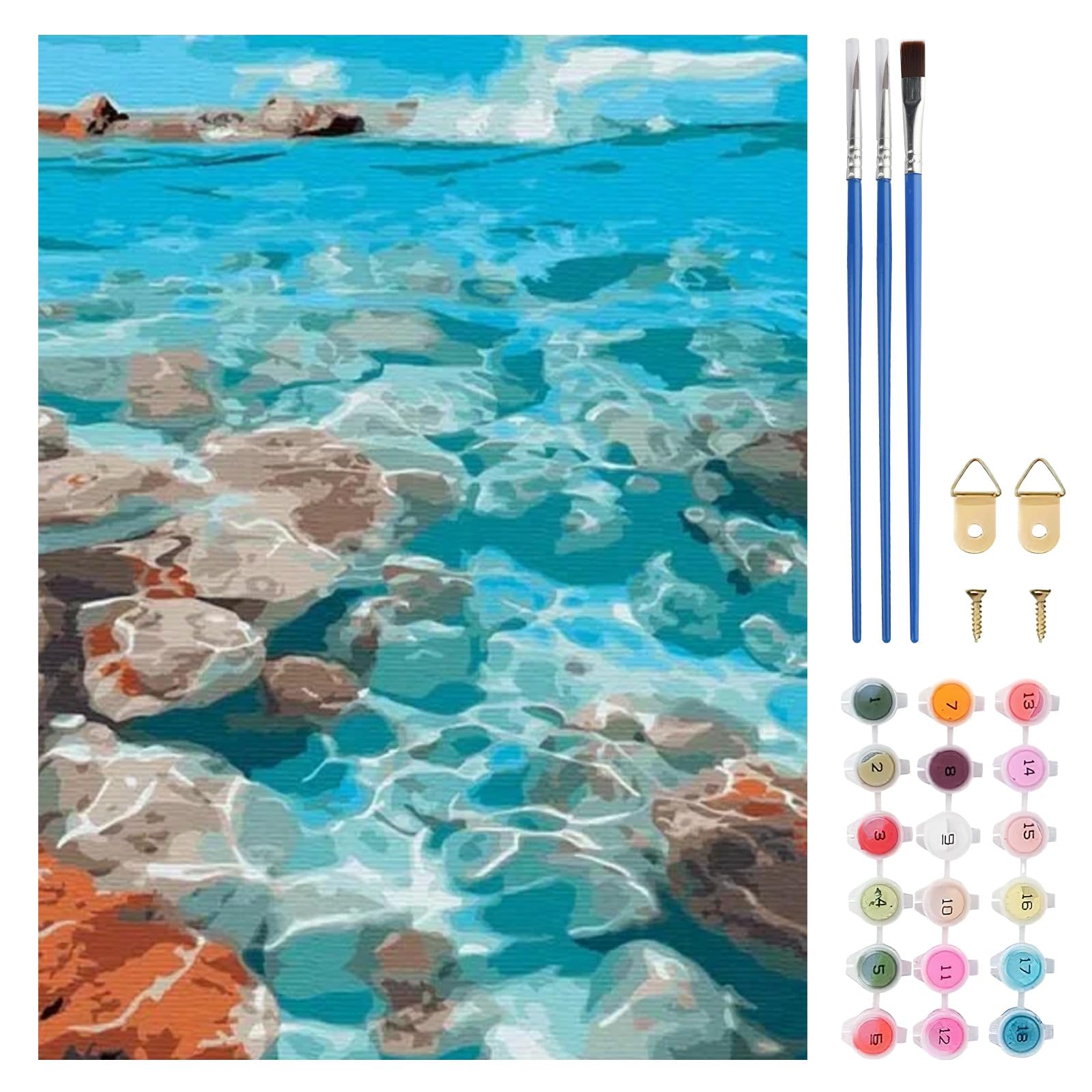 TLIOBLO Sea Paint by Numberss Kit for Adults, DIY Landscape Adult's Painting by Numbers Kits on Canvas for Home Wall Decor Gift 30x40cm (Without Frame) โ image 1