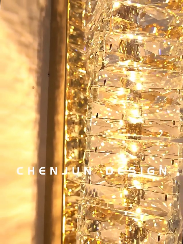 Image of Crystal Wall Sconces Set of 2 Gold Crystal Wall Lighting with LED Adjustable Color Temperature Modern Wall Lights Indoor Beautiful Glass Wall Light for Bedroom Living Room Hallway