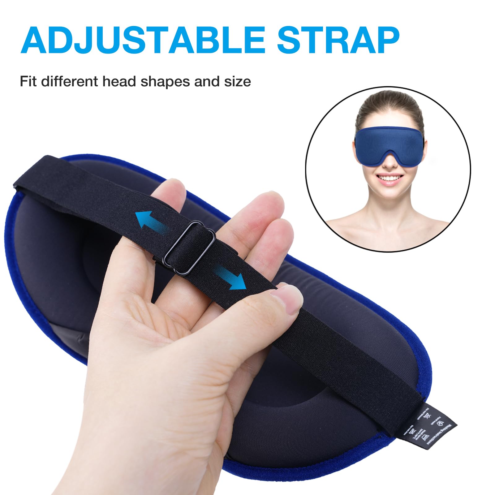 LYSIAN Cooling Sense - Antifaz 3D para dormir para mujeres y hombres, máscara de ojos con diseño contorneado con 5 pares de tapones para los oídos, bloquea la luz para un sueño profundo, color azul | Máscara opaca sin presión sobre los ojos, ajustable y c