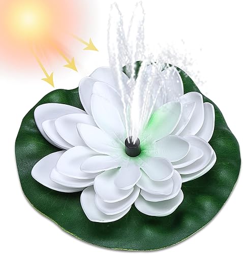 Bomba de fuente solar en forma de loto, fuente de agua solar de hoja de loto, bomba de fuente flotante alimentada por energía solar para estanque,