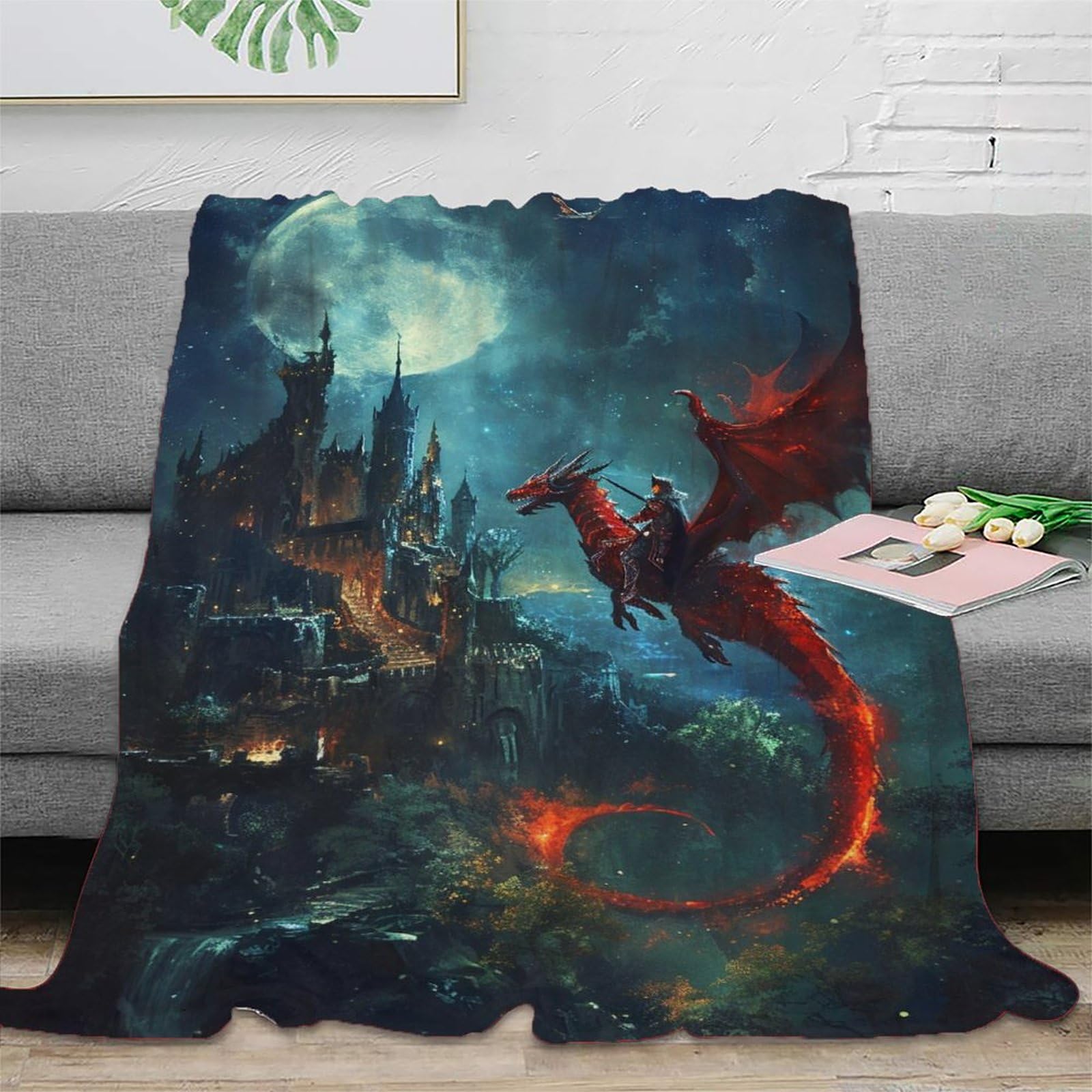 NRAOPEVVD 3D Printed Dragon Throw Blanket Fluffy Soft Cozy Super Soft Cozy Fuzzy Warm Throws with Anti-wrinkle/anti-tarnishing Lightweight for Sofa Bed Decor Bedroom Decor 70x80inch(180x200cm)