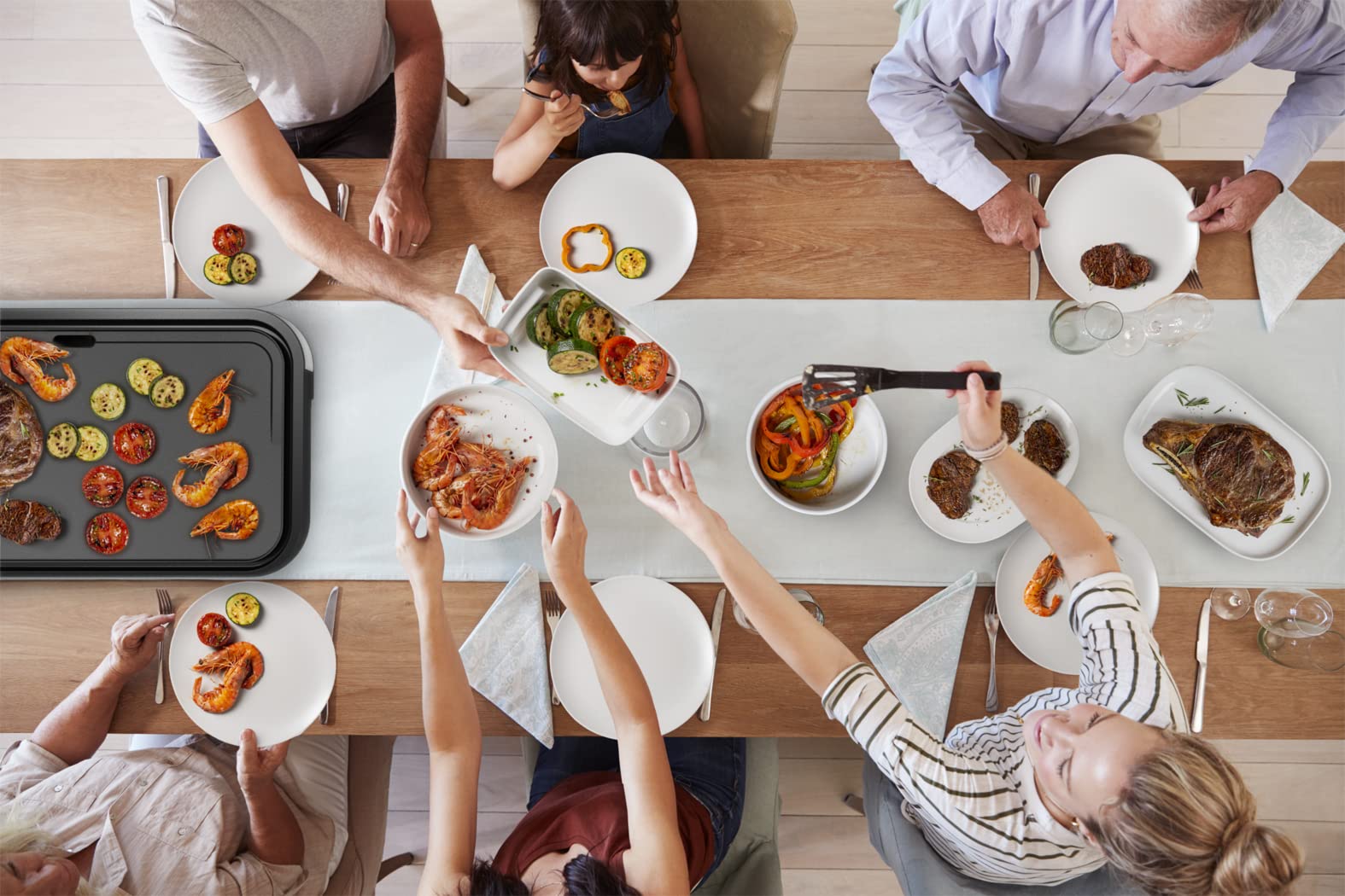 Tefal CB631D Giant Plancha Grill 12 persone, superficie XXL grill, rivestimento antiaderente, termostato regolabile, oil-free, cucina sana, facile da pulire, 2300 W,Acciaio inossidabile