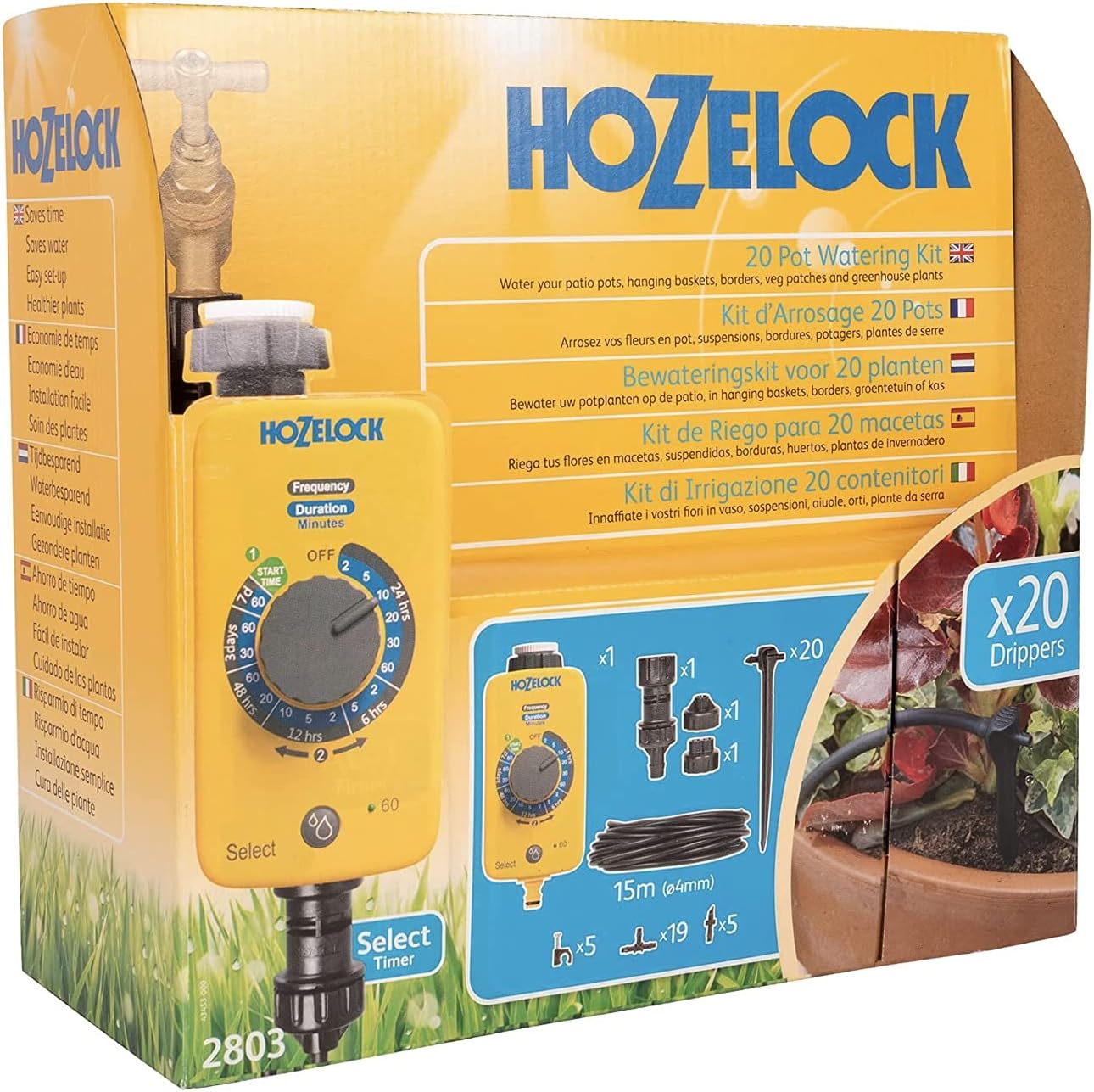 HOZELOCK Drip Watering Kit 15 Pot Selfcontained System Complete