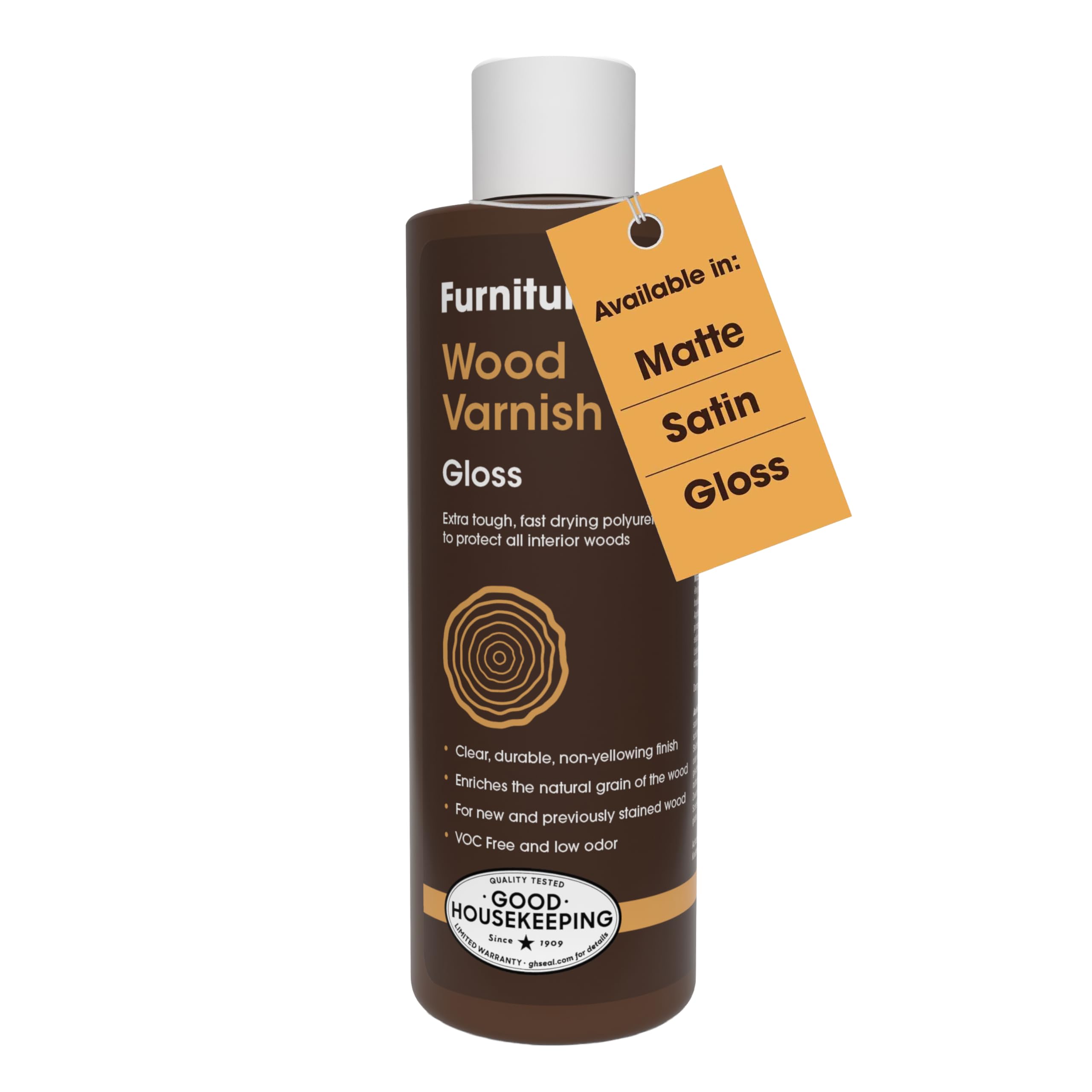 Furniture Clinic Extra Tough Wood Varnish - 250ml - Fast Drying, Clear Varnish - Low Odour, Water-Based - Protects Interior Wood from Scratches and Stains - Gloss