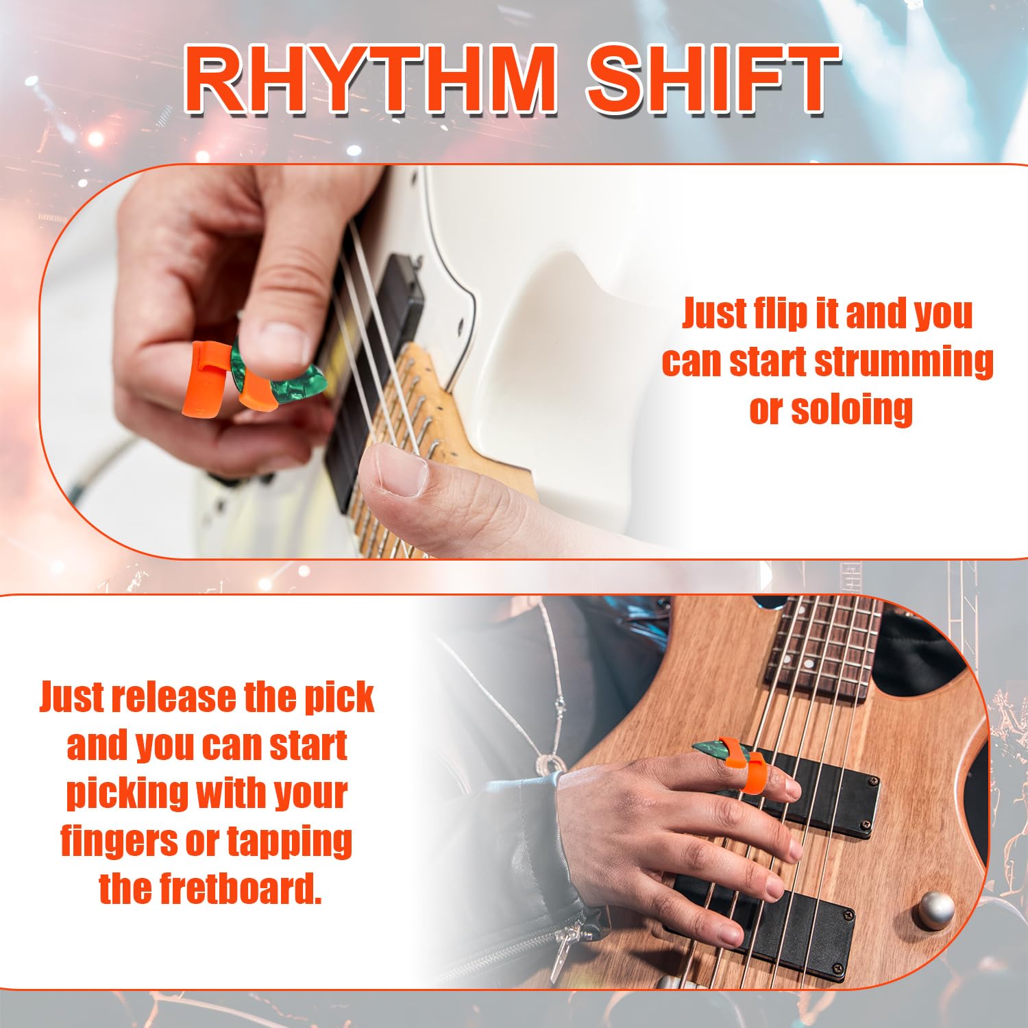 Silicone Guitar Pick Grips with 3pcs Guitar Picks - Image 4