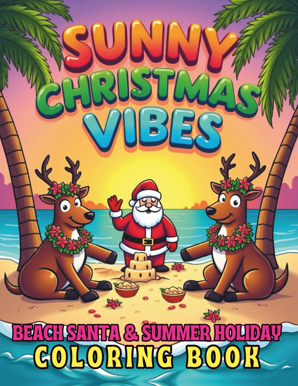Sunny Christmas Vibes Bold Beach Santa and Summer Holiday Coloring Book For Kids: Color Your Way Through a Beachy Jolly Holiday Adventure With 100 Pages