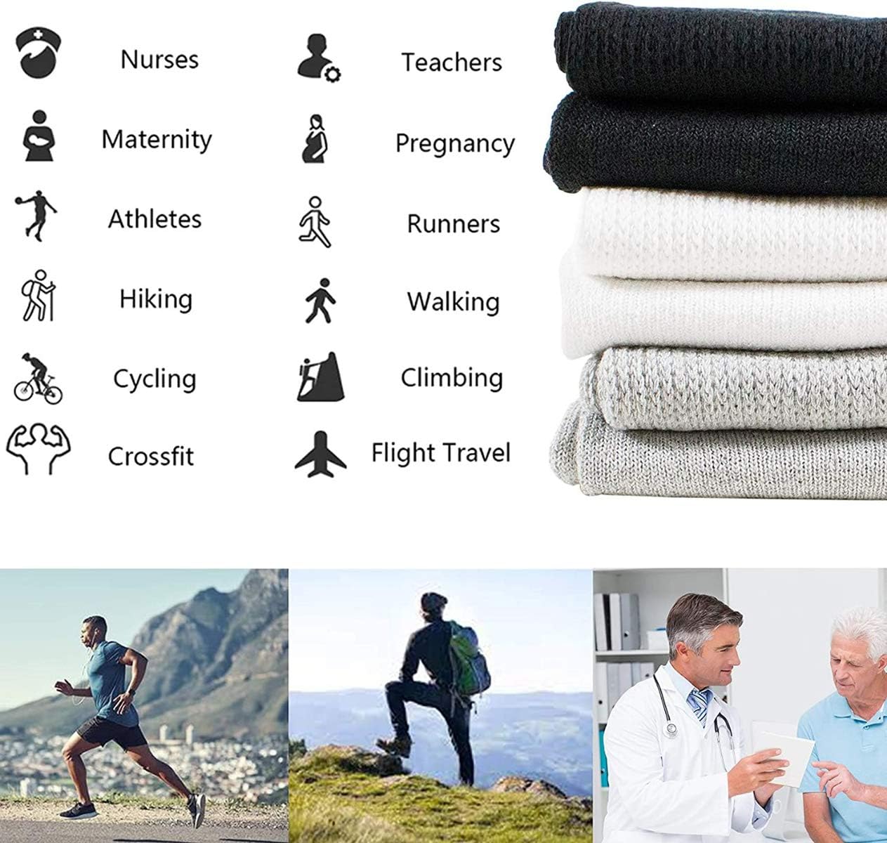 Physicians Approved Diabetic and Circulatory Non-Binding Crew Socks Soft Cotton Pack of 12 Men's Unisex Size 9-11 - Image 2