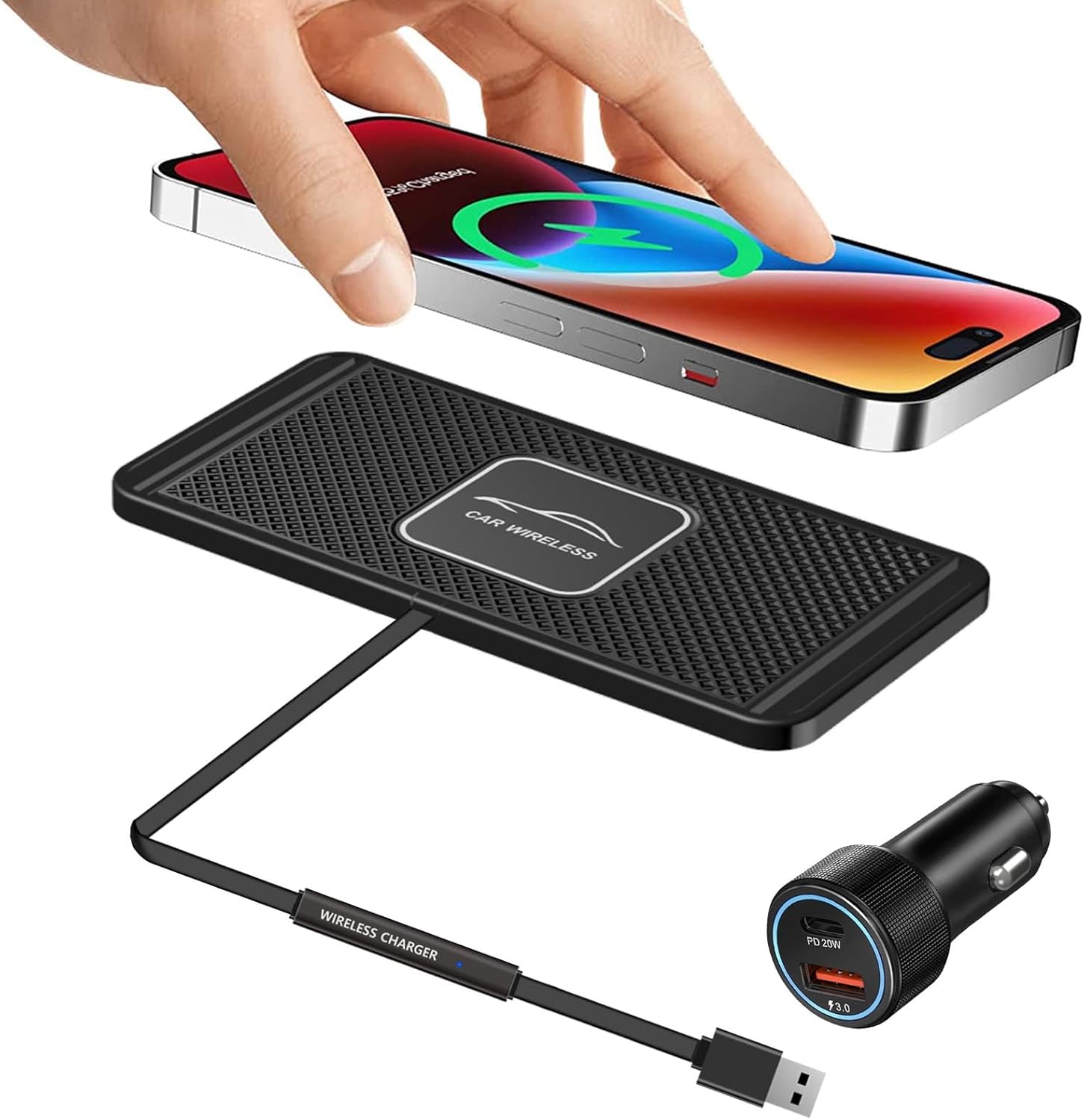 Wireless Charging Pad Qi Fast Charge Mat QC 3.0 Car Charger Adapter Kit for iPhone 15 14 13 11 Pro Max 8 Plus X XR Xs Moto Google LG Samsung Note 20 Galaxy Buds S20 S21 S22 S23 S24 S25 Android Phones Wireless Charging Pad Qi Fast Charge Mat QC 3.0 Car Charger Adapter Kit for iPhone 15 14 13 11 Pro Max 8 Plus X XR Xs Moto Google LG Samsung Note 20 Galaxy Buds S20 S21 S22 S23 S24 S25 Android Phones