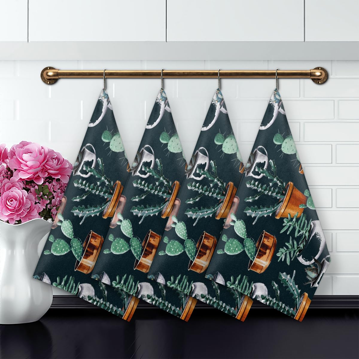 Lot de 6 serviettes de cuisine en forme de cactus - Motif cactus - Plumes de cactus - Doux Lot de 6 serviettes de cuisine en forme de cactus - Motif cactus - Plumes de cactus - Doux