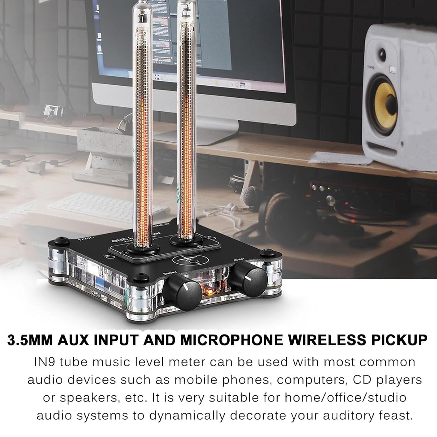LED Music Spectrum Display - Audio Analyzer Rhythm Light with Sensitivity & Gain Adjustment for Home, Office, and Studio