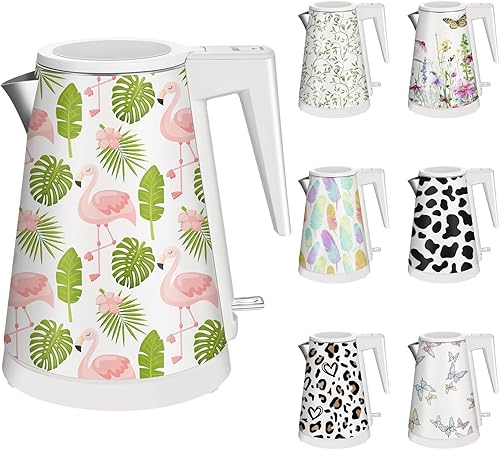 Miniatura 20 de Caldera de agua interior de acero inoxidable de doble pared de 1.2 L, inalámbrica, 1000 W de ebullición rápida con luz LED, cafetera y tetera