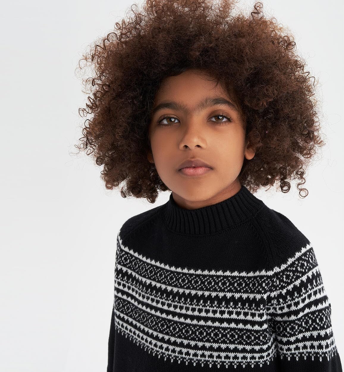 IDO Maglione Invernale Ragazzo 16 Anni - 174 cm Color Nero a greche Bianche Natale Cerimonia