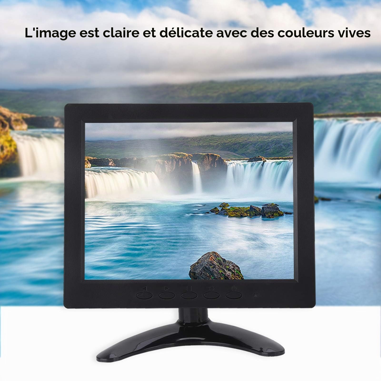 Changor 8 Pouces Moniteur IPS LCD HD, Mini Ecran 1024X 768 Haut-parleurs Pntégrés avec Entrée HDMI VGA BNC AV pour PC Gaming