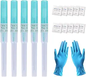 Agulhas de piercing de cateter – Kit de agulhas de cateter IV, agulhas de piercing de nariz de orelha, 14G, 16G, 18G, 20G Kit de piercing corporal