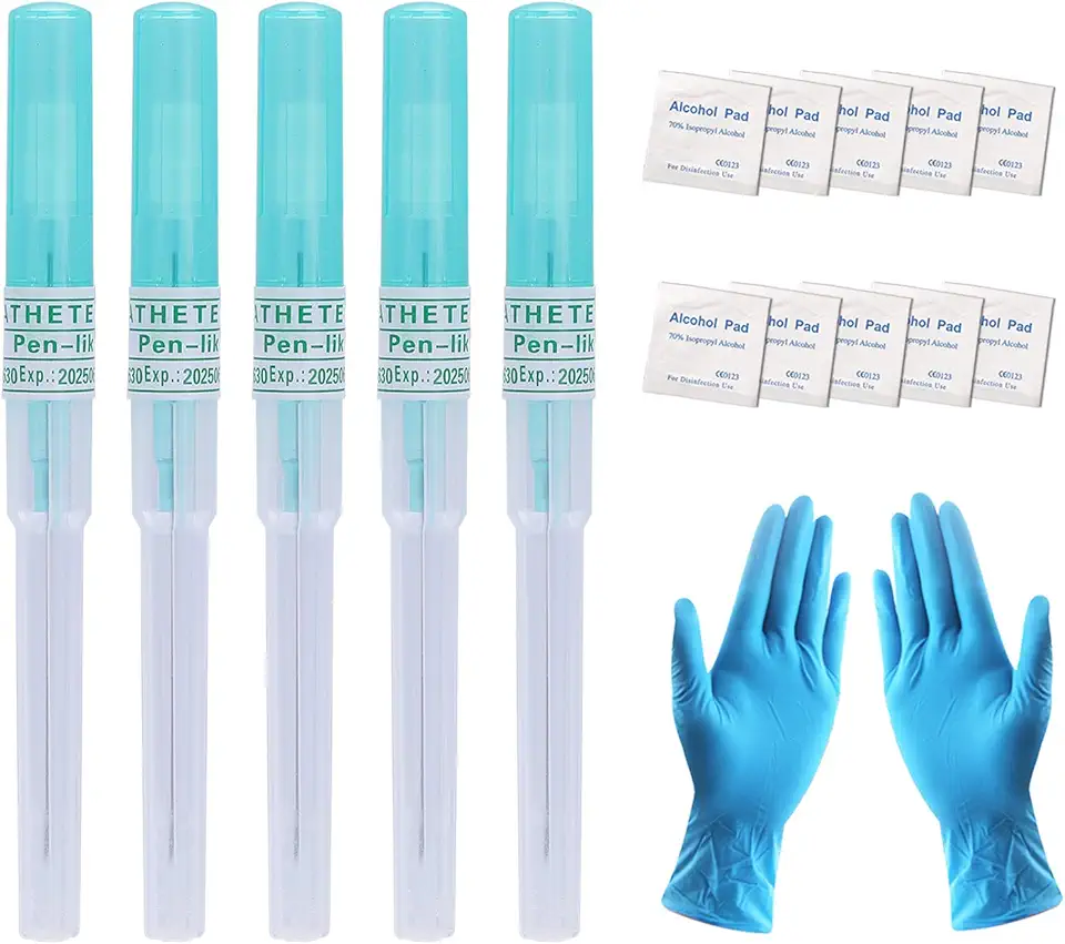 Agulhas de piercing de cateter – Kit de agulhas de cateter IV, agulhas de piercing de nariz de orelha, 14G, 16G, 18G, 20G Kit de piercing corporal