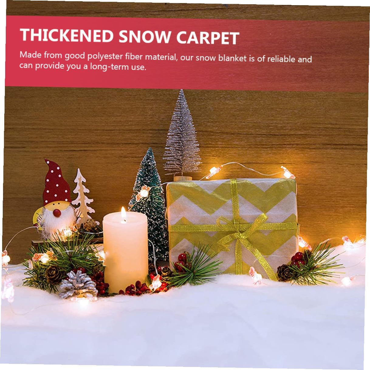 SECFOU 2pcs Artificial Snow Blankets for Christmas Village Display, Fluffy Thick White Snow Covering Decor, Holiday Winter Indoor Decoration and Photo Prop Set