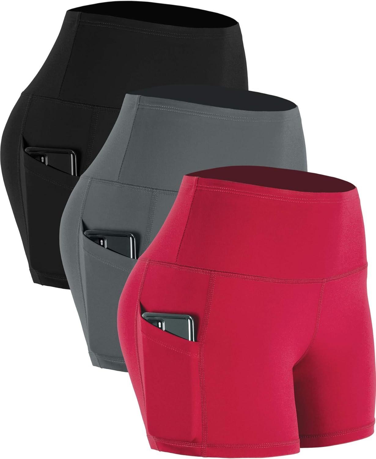 CADMUS High Waist Athletic Shorts for Womens Yoga Fitness Running Shorts with Deep Pockets