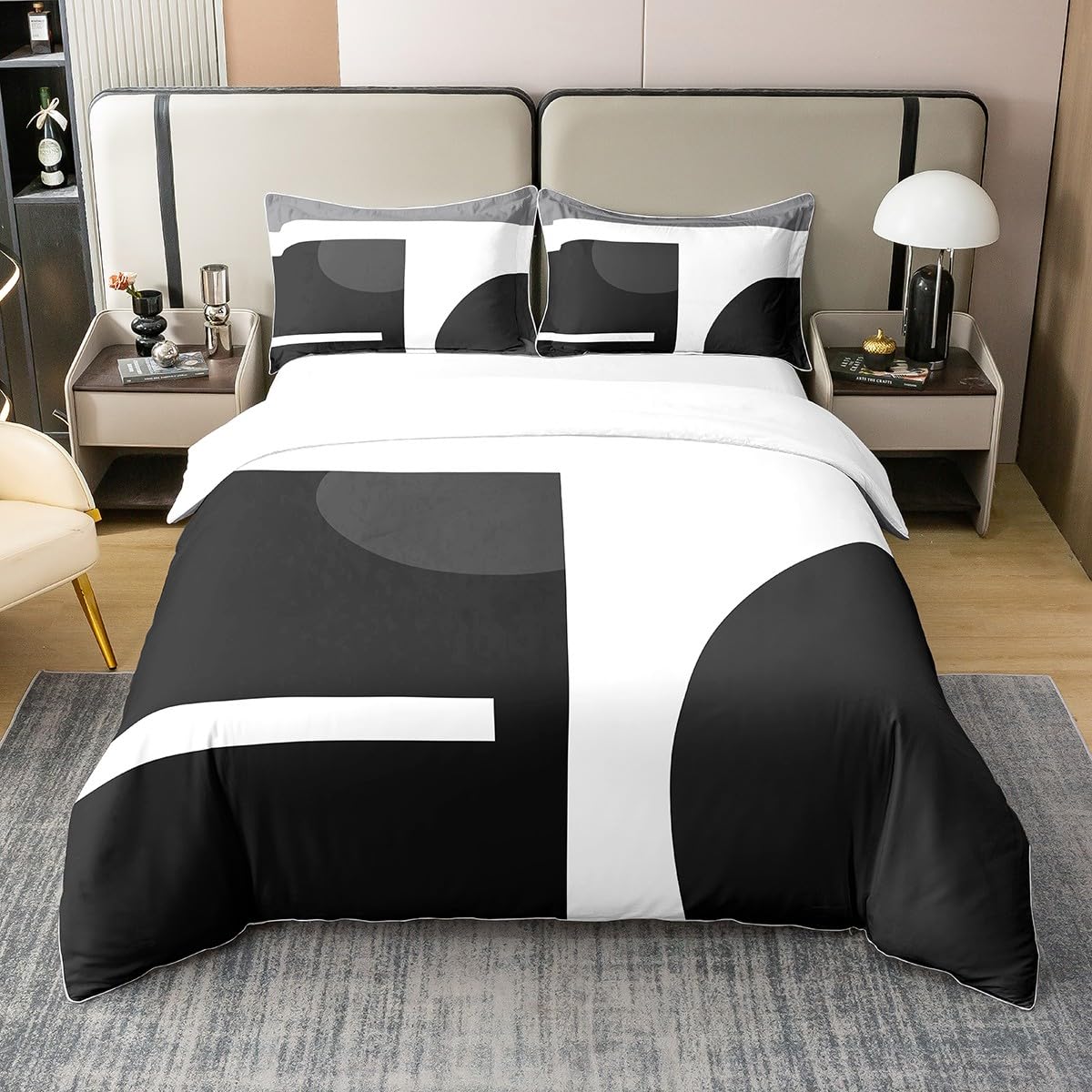 Parure de lit géométrique en pur coton supérieur, confort premium 155 x 220 cm