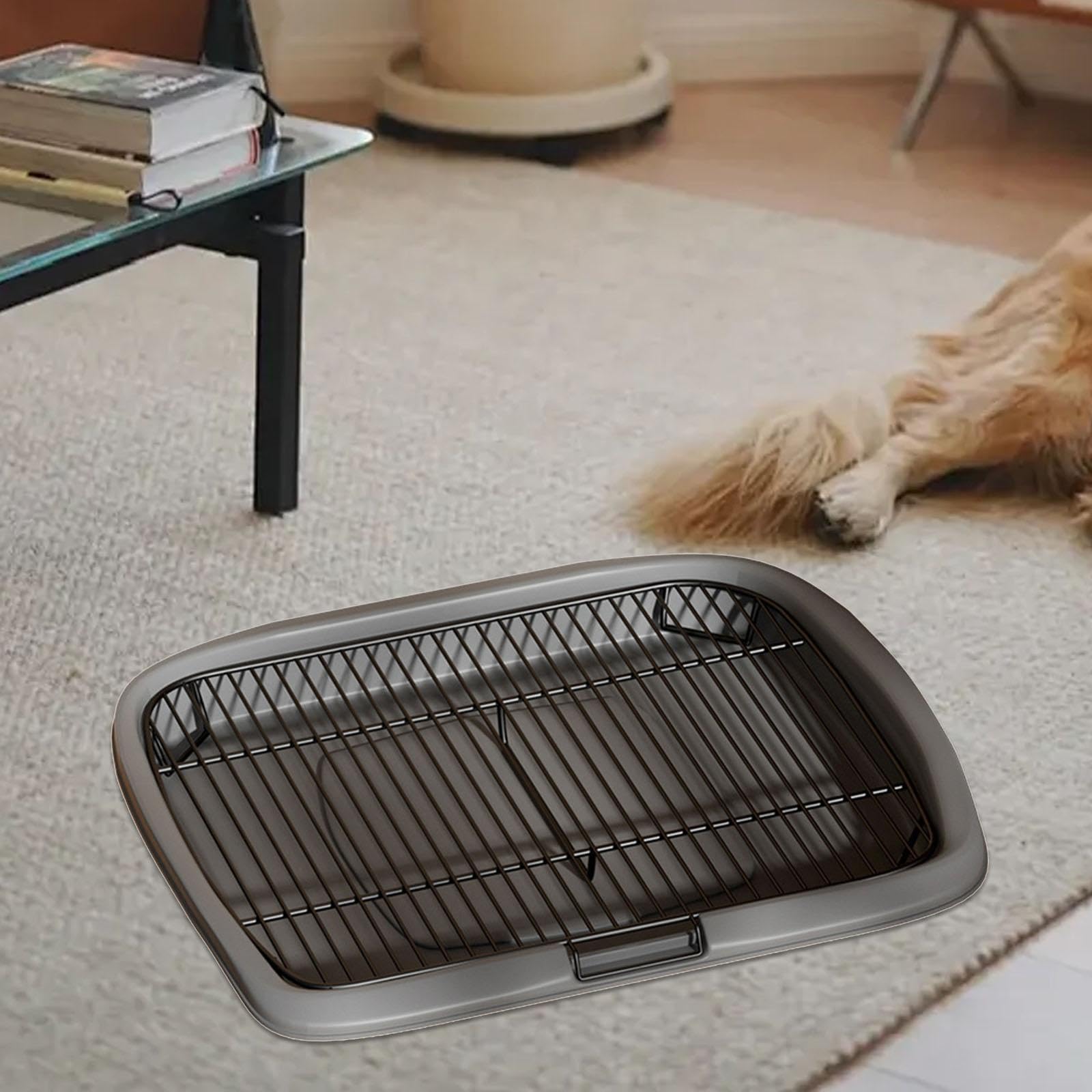 Bandeja de Arena para Perros portátil, Ligera, fácil de, Gris, SG | rejilla extraíble, ideal para interiores y exteriores. Limpiador de bandejas de arena para perros pequeños y medianos.