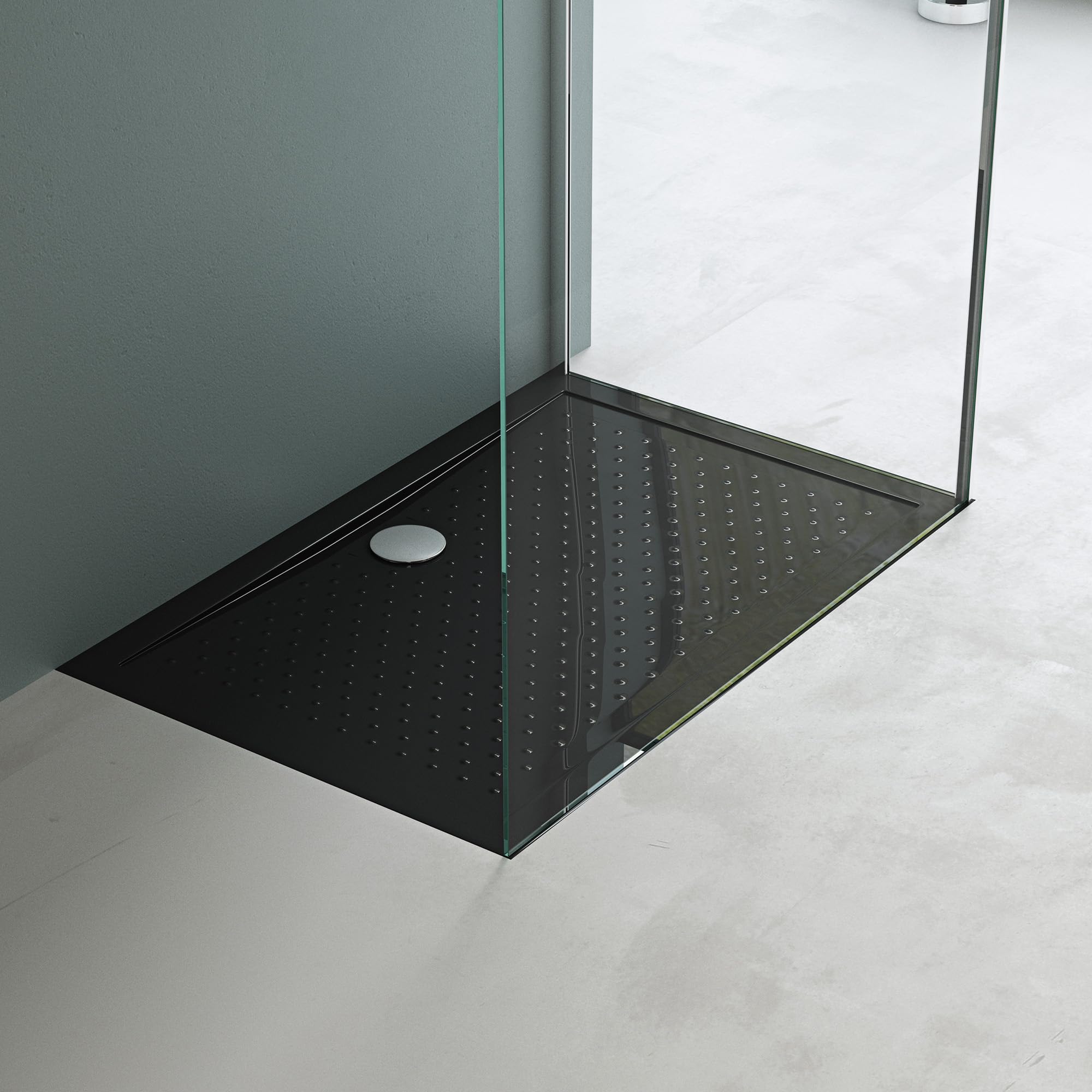 Mai & Mai Lucia Shower Tray 80 x 120 cm Non-Slip Acrylic Black Shape: Rectangular 4 cm Height